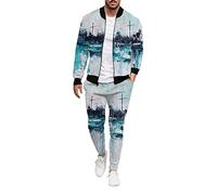 Men's Track Suits Long Sleeve Jacket Athletic Sets Gym Clothing Mens Workout Outfits Sweat Outfit Sets Beach Sets Sales Clearance Light Blue