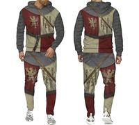 Men's Tracksuit 2 Piece Set Knights Templar 3D All Over Printed Hoodies and Jogger Trousers Set Hip Hop Casual Sportswear Set