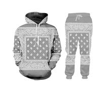 Men's Tracksuit 2 Piece Set Paisley Cashew 3D All Over Printed Hoodies and Jogger Trousers Set Hip Hop Casual Sportswear Set