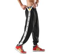 Men's Tracksuit Bottoms Sports Trousers with Side Button Placket Pants Basketball Casual Training Warm Up Loose Open Leg Sweatpants with Pockets,Sweatpants for Men Traning Track Pants Joggers,A,L