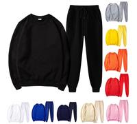 Mens Tracksuit Full Set Long Sleeve Sweatshirt And Sweatpants Set Joggers Sets 2 Piece Crew Neck Jumper Pullover Tracksuit Casual Sport Outfits Lounge Athletic Wear Plus Size S-4Xl
