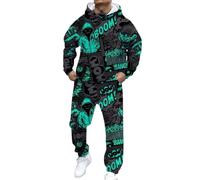 Mens Tracksuit Funny 3D Graphic Hooded Sweatshirt and Sweatpants Co Ord Sets Novelty Print Hip Hop Outfits Fashion 2 Piece Athletic Sweatsuits Trendy Y2K Streetwear Jogging Suit Set
