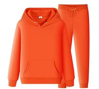 Men's Tracksuit Hoodie Jumper Comfortable Fit Long Sleeve Pullover Tracksuit Set Hoody Sweatshirt and Joggers Drawstring & Pocket Hooded Jogging Tops Bottoms Sweatshirt Suit S-3Xl Orange