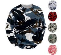Mens Tracksuit Jumper Mens Camo Jumper Forest Camouflage Jumpers For Training Outdoor Army Jumpers Long Sleeve Printed Pullover Lightweight Hoodless Sweatshirt Comfort Fit Combat Pullovers