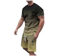 Men's Tracksuit Polo Shirt & Shorts Summer Outfits 2 Piece Shorts Tracksuit Fashion Casual Short Sleeve Polo Suit Loungewear Set Fashion Casual Sweatsuits (Men's Summer Set Khaki