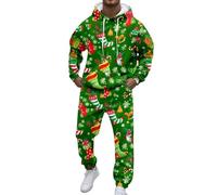 Men's Tracksuit Polo Top 1/4 Zip 2 Piece Long Sleeve Jogging Suit Pullover Drawstring Elastic Waist with Pockets Sweatshirt Sets Basic Hoodie & Jogger Set Holiday Clothing (Green,L)