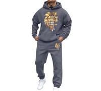 Mens Tracksuit Set Activewear Full Zip Warm 2 Pieces Workout Tracksuit Sports Set Casual Full Zip Jogging Sweat Suits Sportswear Workout Sets Activewear Set Holiday Clothing (Grey, XXXL)