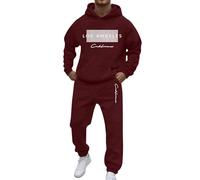Mens Tracksuit Set Activewear Full Zip Warm 2 Pieces Workout Tracksuit Sports Set Casual Jogging Sweat Suits Sportswear Two-Piece Sweatsuits Winter Tracksuit for Men UK Christmas (XXL) Wine