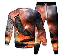 Men's Tracksuit Set Animal Eagle 3D Printed Sweater and Joggers Pants Set Hip Hop Two Piece Set Sportswear