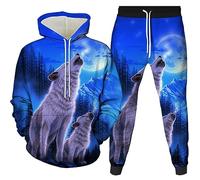 Men's Tracksuit Set Animal Wolf 3D Printed Hoodie and Joggers Pants Set Hip Hop Autumn Winter Two Piece Set Sportswear