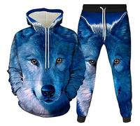 Men's Tracksuit Set Animal Wolf 3D Printed Hoodie and Joggers Pants Set Hip Hop Autumn Winter Two Piece Set Sportswear