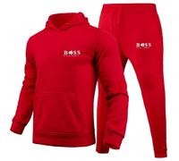 Mens Tracksuit Set Bottoms 2 Piece Athletic Sweat Suits Long Sleeve Full-Zip Running Joggers Set Sweat Outfit Sport Running Jogging Jacket with Joggers Bottom Pant B-red