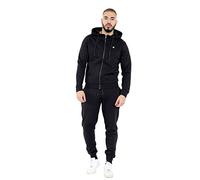 Mens Tracksuit Set Fleece Zip Hoodie Top Joggers Bottom 2 Piece Tracksuits-Black-3XL