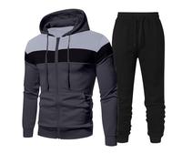 Mens Tracksuit Set Full Zip Hoodie Top Bottoms Drawstring Joggers 2 Piece Sets Full Sleeve Hooded Gym Sweatsuits Plain Yoga Pants Outfit Clearance Drawstring Waistband Casual Athletic Sets Size S-3xl