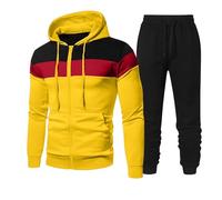 Mens Tracksuit Set Full Zip Hoodie Top Bottoms Drawstring Joggers 2 Piece Sets Full Sleeve Hooded Gym Sweatsuits Plain Yoga Pants Outfit Clearance Drawstring Waistband Casual Athletic Sets Size S-3xl