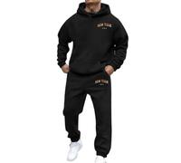Mens Tracksuit Set Hooded Jacket Sweatsuits Jogging Tops Full Zip Joggers Sports Sweatsuit with Pockets Sports Wear Sets Sweatpants and Sweatshirt Holiday Clothing (Black, XXXL)