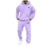 Mens Tracksuit Set Letter Print Fleece Hooded Sweatshirt and Sweatpants Jogger Stretchy Drawstring Waist 2 Piece Sweatsuits Activewear Sets Polyester Joggers Set Xmas (Mens Tracksuit Set Bottoms,L)