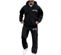 Mens Tracksuit Set Sweat Suit Suits 2 Piece Regular Fit Men Sets Boss Print Full Zip Jogging Sports Gym Athletic Men's Tracksuits Clothes & Blazers Black M