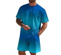 Mens Tracksuit Shirt & Shorts 2 Pieces Suit Summer Short Sleeve Casual Suit Breathable Loose T-Shirt Coconut Printed Gradient Beach Vacation Outfits With Pockets Plus Sizes Xs-6Xl