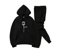 Mens Tracksuit - Unisex Casual Hooded Sweatshirt Jogger Set Long Sleeve Printed Pullover Trousers Autumn Winter Soft Athletic Two Piece Outfit
