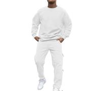 Men's Tracksuits 2 Piece Sets Outfits for Men Sweatsuits Long Sleeve Crewneck Pullover Active Jogging Sportswear Sweatshirt Set Y2K Streetwear Hoodies Christmas (Mens Tracksuit Set Bottoms White,XL)