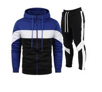 Men's Tracksuits Activewear Hoodies & Jogging Bottom Set Men's Sweatshirt Suit Autumn Casual Zipper Sweatshirt Jacket Trendy Loose Sports Couple Wear Two Piece Suit Fashion Sweatsuits (Blue, XXL)
