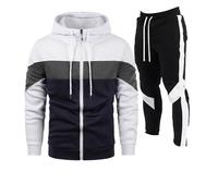 Men's Tracksuits Activewear Hoodies & Jogging Bottom Set Men's Sweatshirt Suit Autumn Casual Zipper Sweatshirt Jacket Trendy Loose Sports Couple Wear Two Piece Suit Fashion Sweatsuits (White, XL)