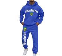 Mens Tracksuits Cargo Pants Zip Loungewear Gym Set Pockets Cuffed Plain Formal Menswear Warm Stylish Hooded Hoodie Overall Sports Wear Sets Sweatsuit for Men UK Christmas (Tracksuit Men Blue,3XL)