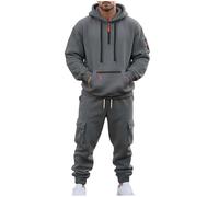 Mens Tracksuits Fleece Set Long Sleeve Full-Zip Sweatsuit Windproof Training Suit Sports Suit Windproof Top and Bottoms Breathable to Young Man Travel Outfit Jogging Sweatsuit Casual Golf Activewear