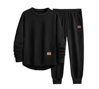 Men's Tracksuits Full Set Winter Plain 2 Piece Outfits Sherpa Lined Fleece Pullover Tracksuit Set Warm Sweatshirts and Joggers Tops Drawstring Bottoms Co Ord Sets Casual Sport Activewear Golf Suit