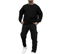 Men's Tracksuits Polo 2 Piece Outfits Long Sleeve Pullover Tracksuit Set Sweatshirt and Joggers Tops Bottoms Activewear Set Exercise Fitness Sportswear Sweatshirts Holiday Clothes (Black,XL)