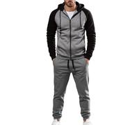 Men's Tracksuits Set Gym Jogging Top Bottoms Joggers Workout Fitness Running Sweat-Suits Sportswear Sets with Zip Pockets Sweatshirt Set Lapel Activewear Sweatsuits Holiday Clothes (Dark Gray, XL)