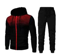 Men's Tracksuits Set Long Sleeve Causal Full Zip Running Sports Sweatsuit For Men 2 Piece Outfits(Black,XX-Large)