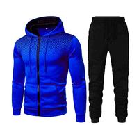 Men's Tracksuits Set Long Sleeve Causal Full Zip Running Sports Sweatsuit For Men 2 Piece Outfits(Blue,3X-Large)