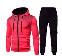 Men's Tracksuits Set Long Sleeve Causal Full Zip Running Sports Sweatsuit For Men 2 Piece Outfits(Red,X-Large)