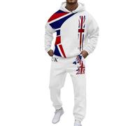 Mens Tracksuits Union Jack British Flag Thin Fleece Hoodie and Jogging Sweatpants Autumn Winter Swearsuits Comfort Classic-fit Hooded Sweatshirt Sets