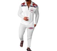 Mens Tracksuits Union Jack British Flag Thin Fleece Shirts and Jogging Sweatpants Autumn Winter Sweatsuits Comfort Classic-fit Sweatshirt Sets Activewear Workwear Daily Wear Set Comfort