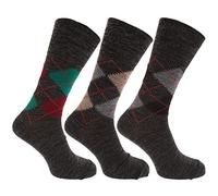 Mens Traditional Argyle Pattern Non Elastic Lambs Wool Blend Socks (Pack Of 3) (UK Shoe 6-11, EUR 39-45) (Shades of Grey)