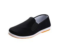 Men's Traditional Canvas Slip-ons Nature-Inspired Breathable Kung Fu Shoes Lightweight Plimsolls with Natural Gum Sole for Tai Chi Meditation and Leisure