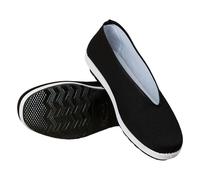 Men's Traditional Chinese Black Cloth Slip-On Shoes, Comfortable Flat Casual Shoes with Non-Slip Rubber Sole, Suitable for Daily Wear, Tai Chi Practice and Cultural Events