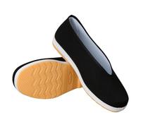 Men's Traditional Chinese Black Cloth Slip-On Shoes, Comfortable Flat Casual Shoes with Non-Slip Rubber Sole, Suitable for Daily Wear, Tai Chi Practice and Cultural Events