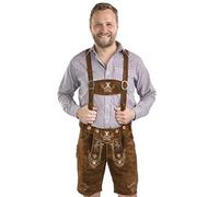 Men's Traditional Costumes Leather Trousers Short Traditional Costume Leather Trousers Brown Traditional Costume Trousers Oktoberfest Trousers Alpine Hunter Middle Brown 50