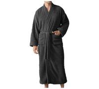Mens Traditional Pyjamas 2 Piece Set Classic Style Plain Poly Cotton Pjs with Check Design Loungewear Top Adjustable Drawstrings Grey