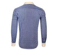 Men's Traditional Shirt Linen Checked for Buttons Western Shirt Large Sizes | Traditional shirts for men, long sleeve with white cuffs, modern checked shirt for Oktoberfest and Bavarian