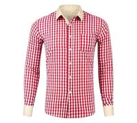Men's Traditional Shirt Linen Checked for Buttons Western Shirt Large Sizes | Traditional shirts for men, long sleeve with white cuffs, modern checked shirt for Oktoberfest and Bavarian