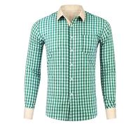 Men's Traditional Shirt Linen Checked for Buttons Western Shirt Large Sizes | Traditional shirts for men, long sleeve with white cuffs, modern checked shirt for Oktoberfest and Bavarian