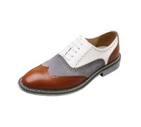 Men's Traditional Shoes White Brown Haferl Shoes Men's Smooth Leather and Elegant Leather Shoes Western Cowboy Costume Shoes for Oktoberfest Bavarian Beer Festival