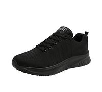 Mens Trainers Air Cushion Comfortable Running Shoes Mesh Lining Breathable Black Trainers Non-Slip Lace-Up Basketball Shoes Lightweight Wide Toe Athletic Trainer Gym Fitness Jogging Walking