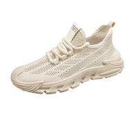 Men's Trainers Breathable Mesh Athletic Running Shoes Lightweight Hollow Out Sports Shoes Comfortable Chunky Orthopedic with Soft Footbed Non-Slip Comfort Walking Casual Sneakers Indoor Outdoor Beige