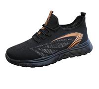 Mens Trainers Breathable Mesh Running Walking Mesh Easy Slip on Shoes Two Toned Lace up High Top Sports Trainers Sneakers Badminton Gym Tennis Sneakers Athletic Shoe dad Gifts Footwear UK 8 Black